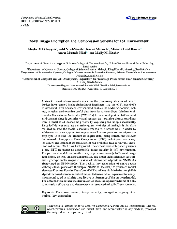 (PDF) Novel Image Encryption and Compression Scheme for IoT Environment