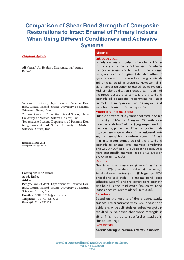 (PDF) Comparison of shear bond strength of composite resin to enamel ...