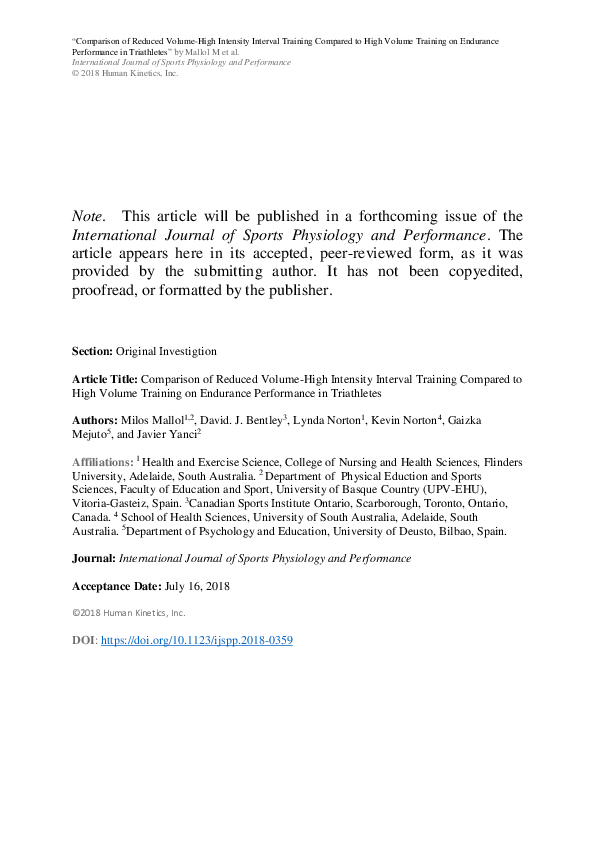 (PDF) Comparison of Reduced-Volume High-Intensity Interval Training and ...