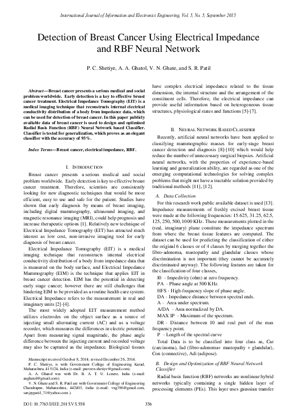 (PDF) Detection of Breast Cancer Using Electrical Impedance and RBF ...