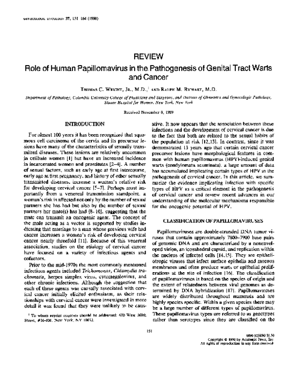 (PDF) Role of human papillomavirus in the pathogenesis of genital tract ...