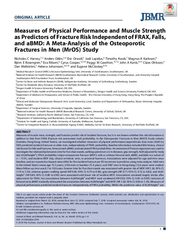 (PDF) Measures of physical performance and muscle strength as ...