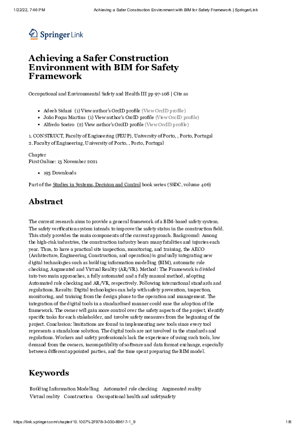 (PDF) Achieving a Safer Construction Environment with BIM for Safety ...
