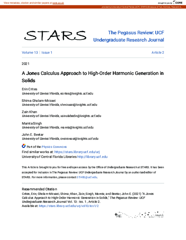 (PDF) A Jones Calculus Approach to High-Order Harmonic Generation in Solids