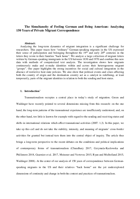 (PDF) The simultaneity of feeling German and being American: Analyzing ...