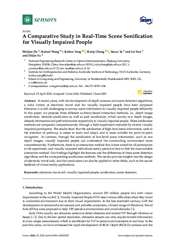(PDF) A Comparative Study in Real-Time Scene Sonification for Visually ...