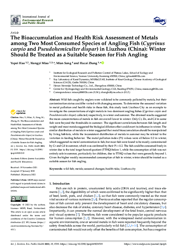 (PDF) The Bioaccumulation and Health Risk Assessment of Metals among ...