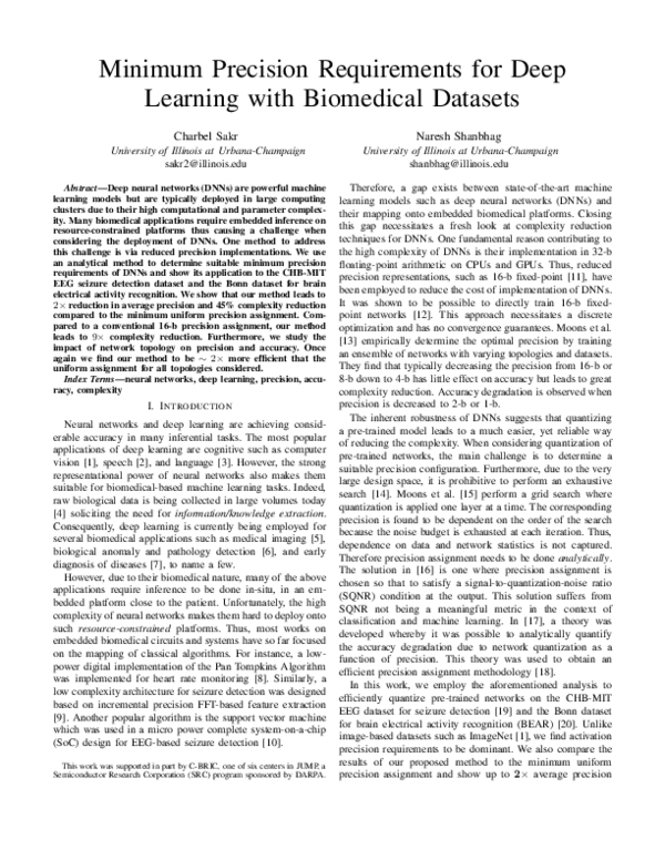(PDF) Minimum Precision Requirements for Deep Learning with Biomedical ...