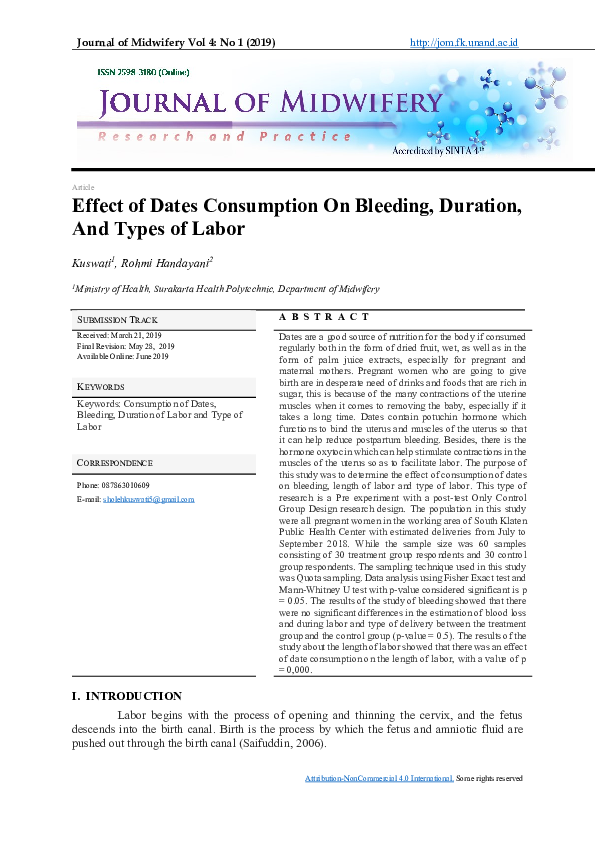 (PDF) Effect of Dates Consumption On Bleeding, Duration, And Types of