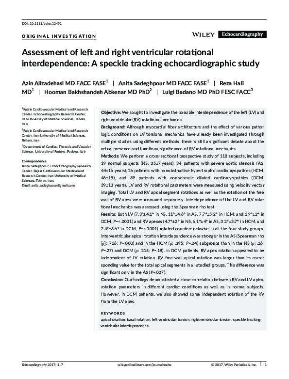 (PDF) Assessment of left and right ventricular rotational ...