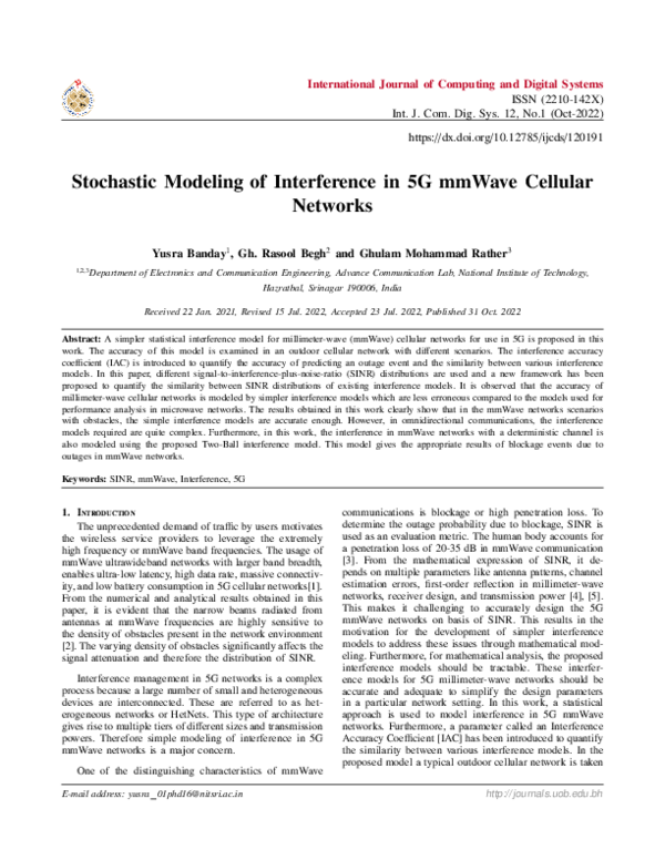 (PDF) Stochastic Modeling of Interference in 5G mmWave Cellular ...