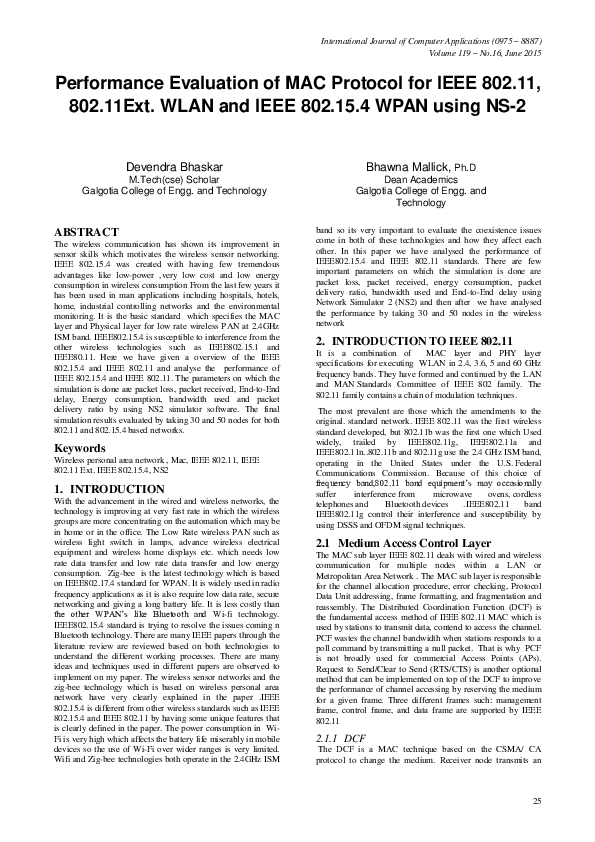 (PDF) Performance Evaluation of MAC Protocol for IEEE 802. 11, 802 ...