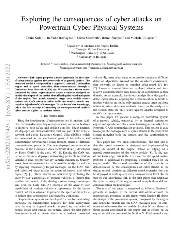 (PDF) Exploring the consequences of cyber attacks on Powertrain Cyber ...