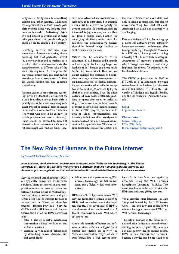 (PDF) The New Role of Humans in the Future Internet