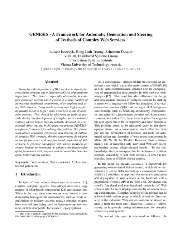 (PDF) GENESIS - A Framework for Automatic Generation and Steering of ...