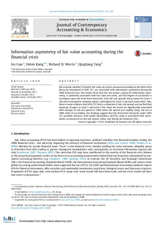 (PDF) Information asymmetry of fair value accounting during the ...