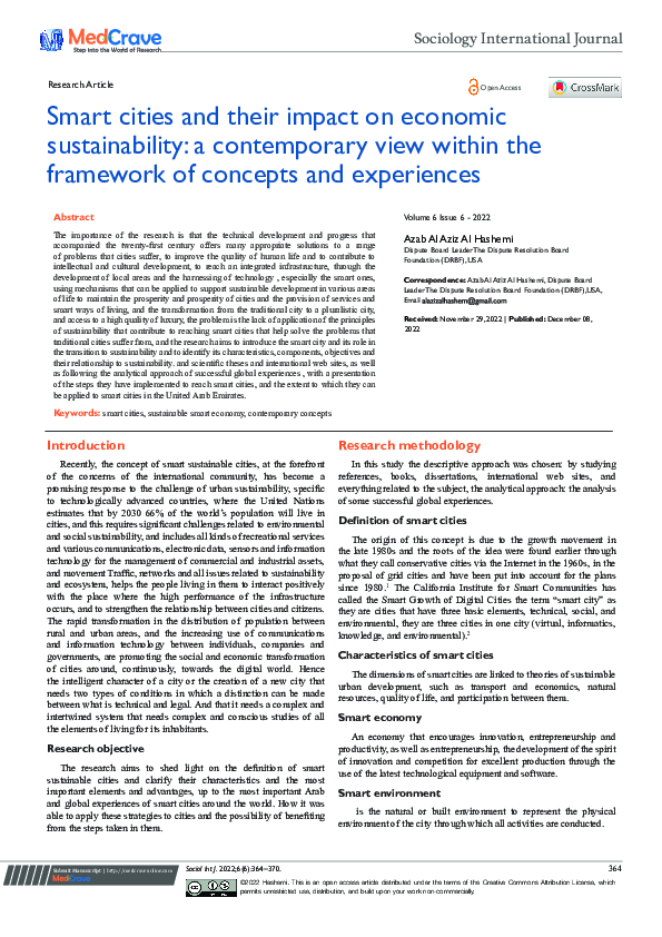 (PDF) Smart cities and their impact on economic sustainability: a ...