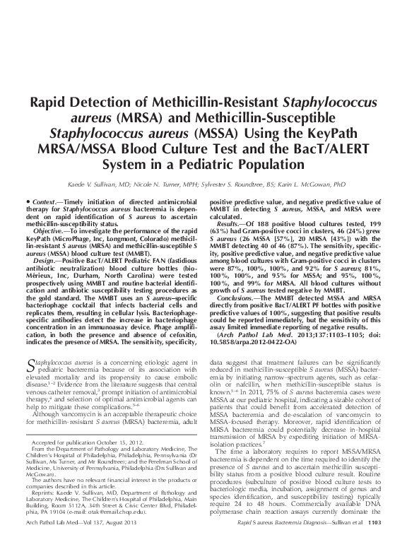 (PDF) Rapid Detection of Methicillin-Resistant Staphylococcus aureus ...
