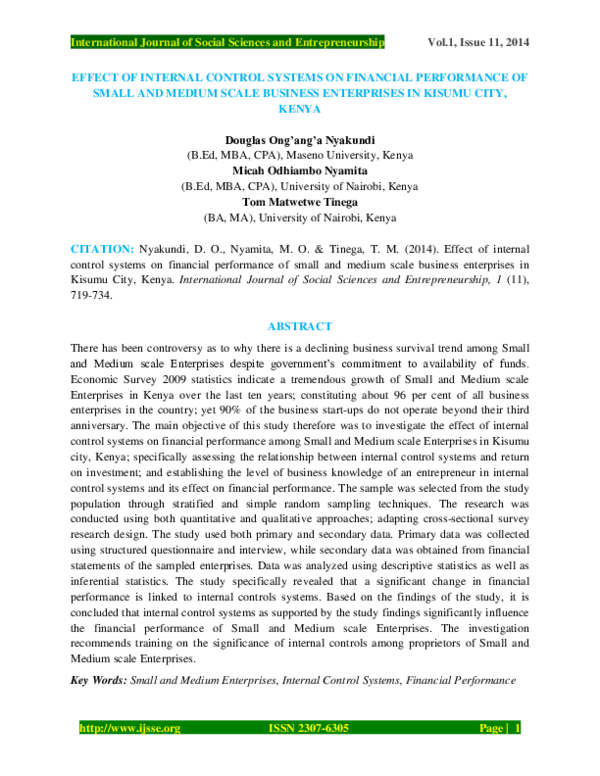 (PDF) Effect of Internal Control Systems on Financial Performance of ...