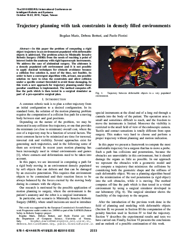 (PDF) Trajectory planning with task constraints in densely filled ...