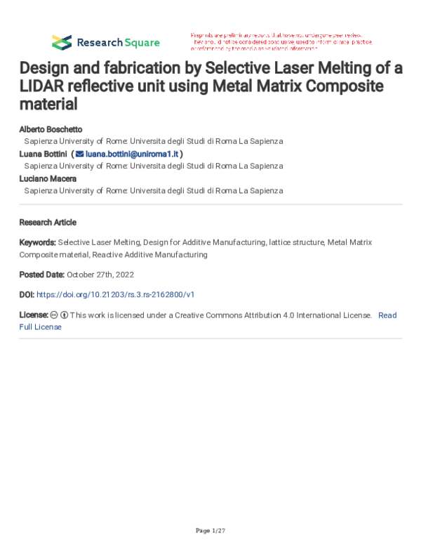 (PDF) Design and fabrication by Selective Laser Melting of a LIDAR ...
