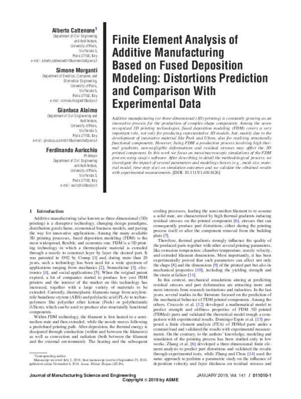 (PDF) Finite Element Analysis of Additive Manufacturing Based on Fused ...