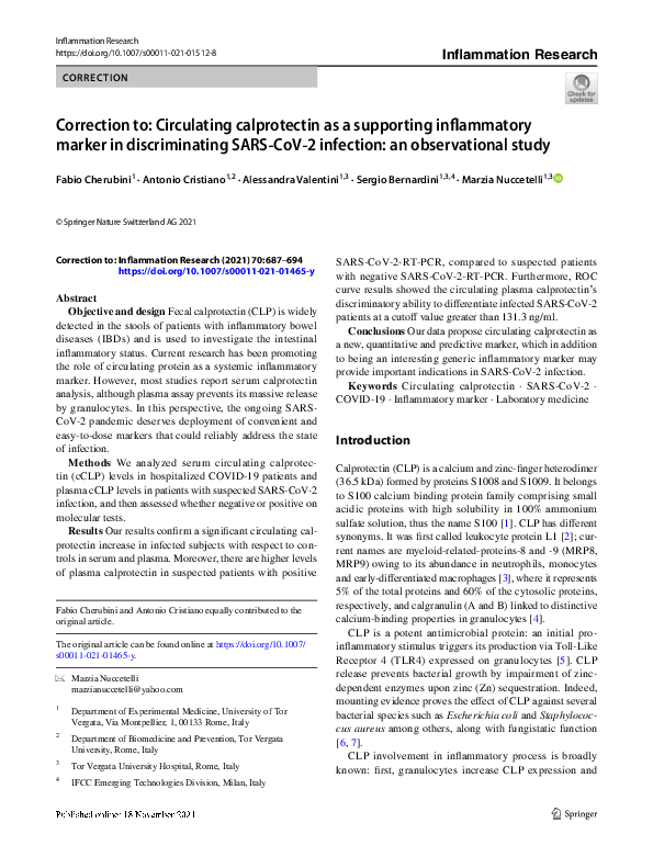(PDF) Correction to: Circulating calprotectin as a supporting ...