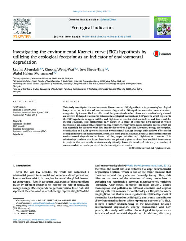 (PDF) Investigating the environmental Kuznets curve (EKC) hypothesis by ...