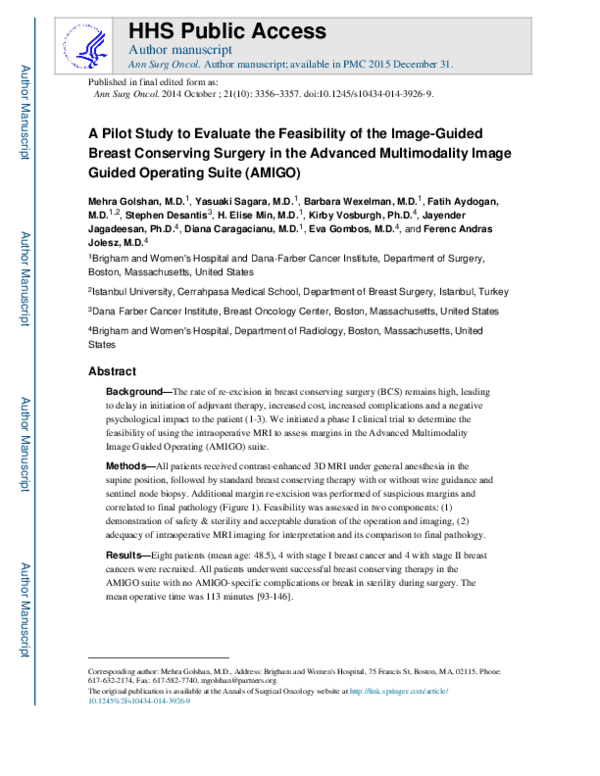 (PDF) Pilot Study to Evaluate Feasibility of Image-Guided Breast ...