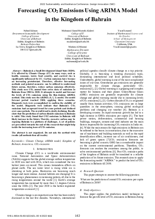 (PDF) Forecasting CO 2 Emissions Using ARIMA Model in the Kingdom of ...