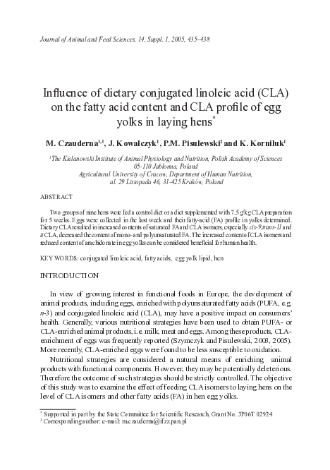(PDF) Inﬂuence of dietary conjugated linoleic acid (CLA) on the fatty ...