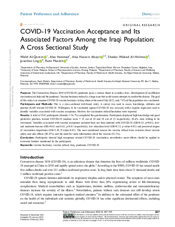 (PDF) COVID-19 Vaccination Acceptance and Its Associated Factors Among ...