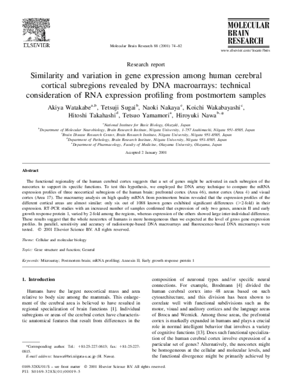 (PDF) Similarity and variation in gene expression among human cerebral ...