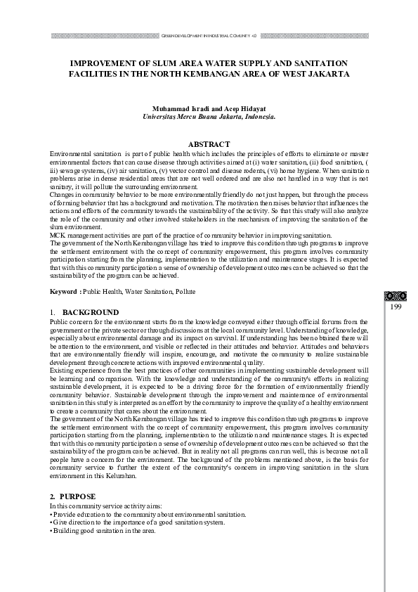 (PDF) Improvement of Slum Area Water Supply and Sanitation Facilities ...