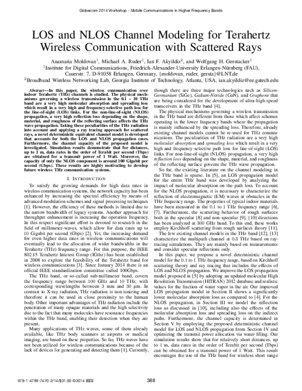 (PDF) LOS and NLOS channel modeling for terahertz wireless ...