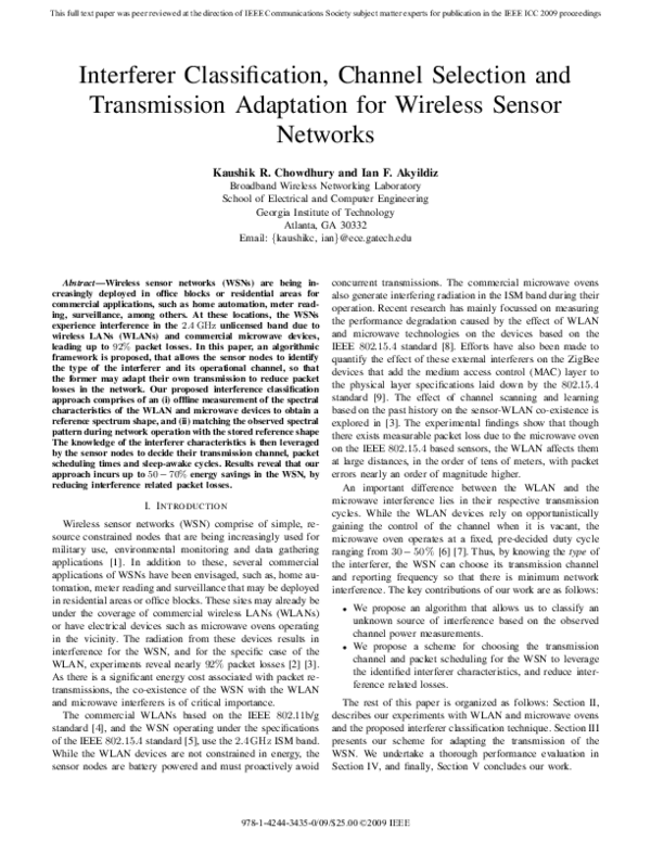 (PDF) Interferer Classification, Channel Selection and Transmission ...