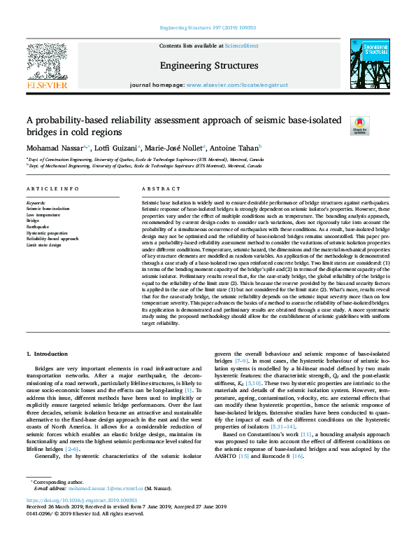 (PDF) A probability-based reliability assessment approach of seismic ...