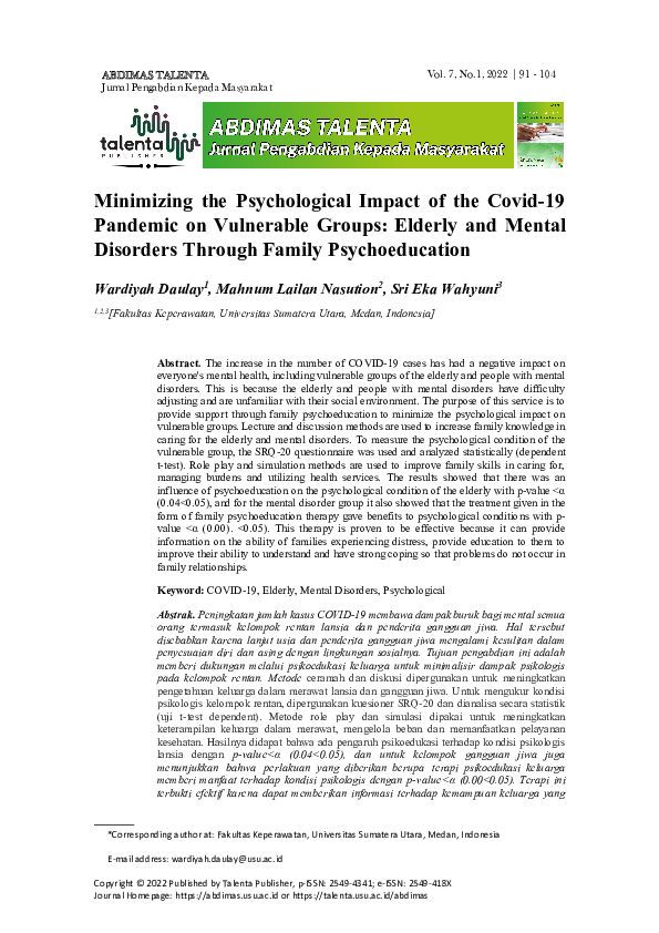(PDF) Minimizing the Psychological Impact of the Covid-19 Pandemic on ...