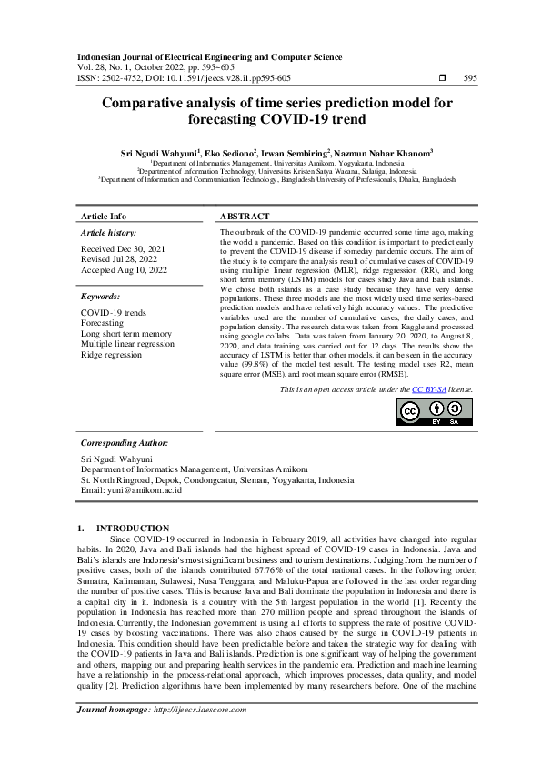 (PDF) Comparative analysis of time series prediction model for ...