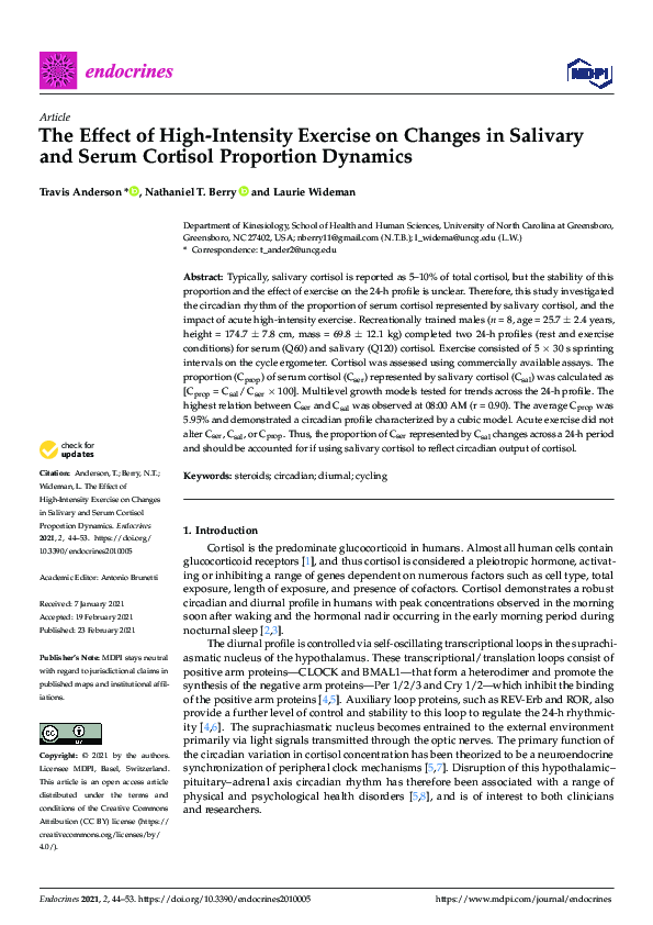 (PDF) The Effect of High-Intensity Exercise on Changes in Salivary and ...