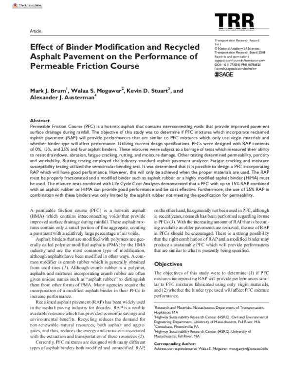 (PDF) Effect of Binder Modification and Recycled Asphalt Pavement on ...