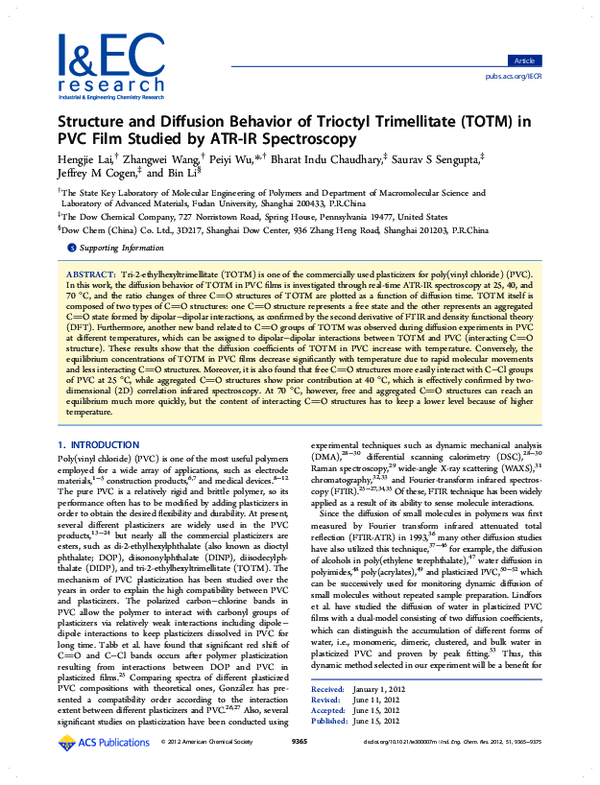 (PDF) Structure and Diffusion Behavior of Trioctyl Trimellitate (TOTM ...