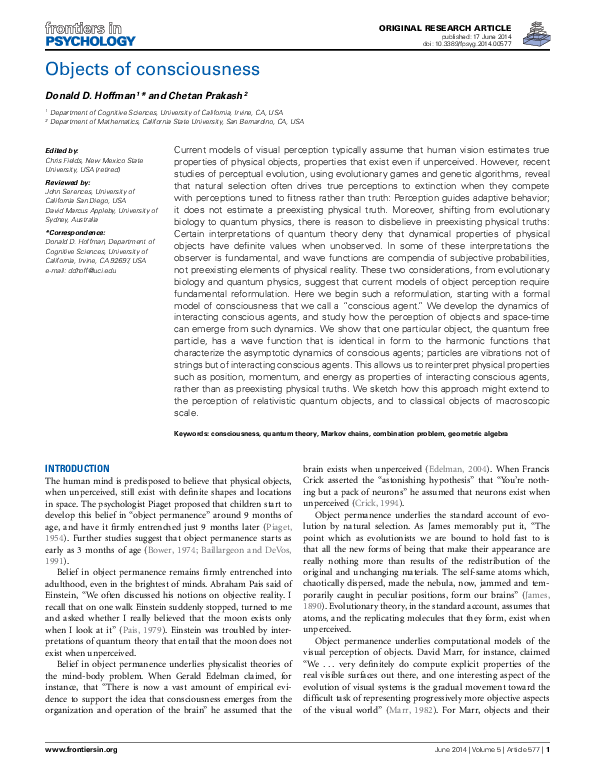 (PDF) Objects of consciousness