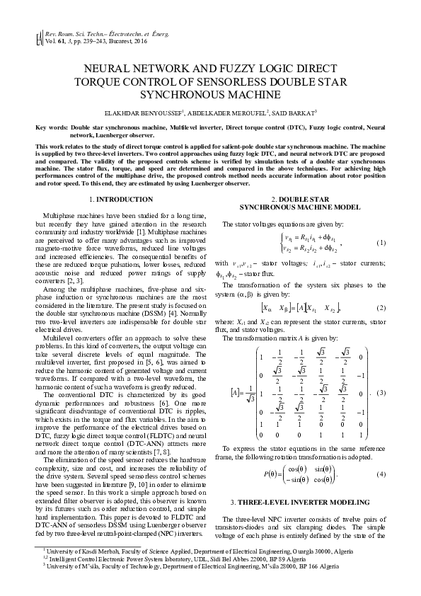 (PDF) Neural Network and Fuzzy Logic Direct Torque Control of ...