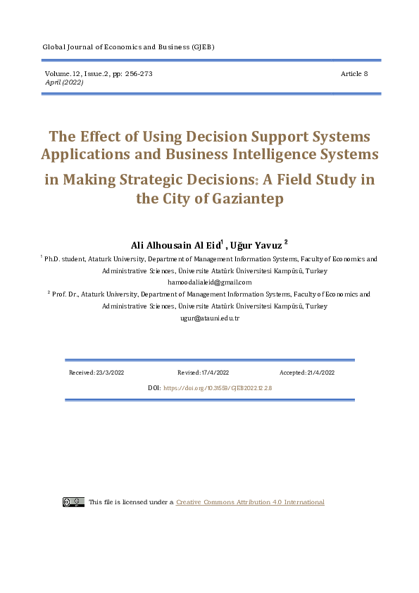 (PDF) The Effect of Using Decision Support Systems Applications and ...