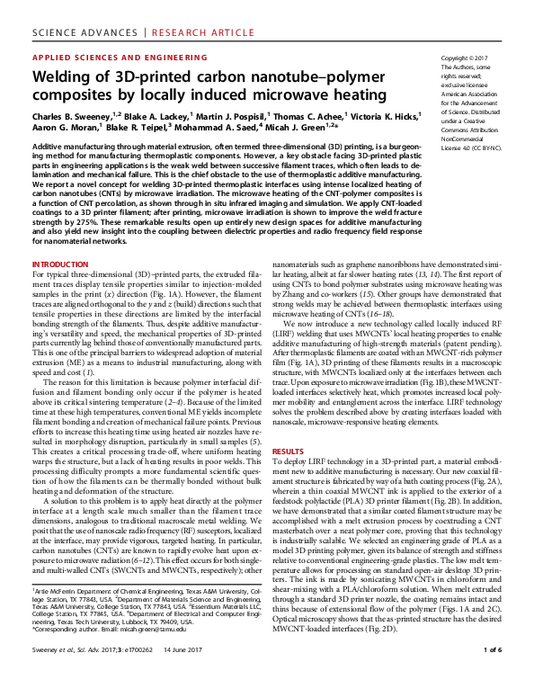(PDF) Welding of 3D-printed carbon nanotube–polymer composites by ...