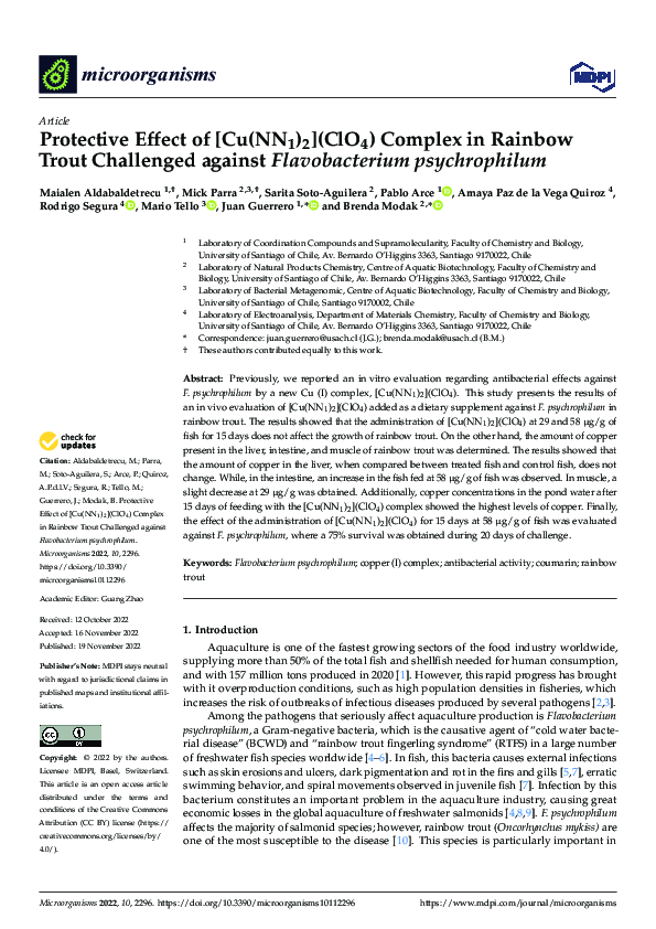 (PDF) Protective Effect of [Cu(NN1)2](ClO4) Complex in Rainbow Trout ...