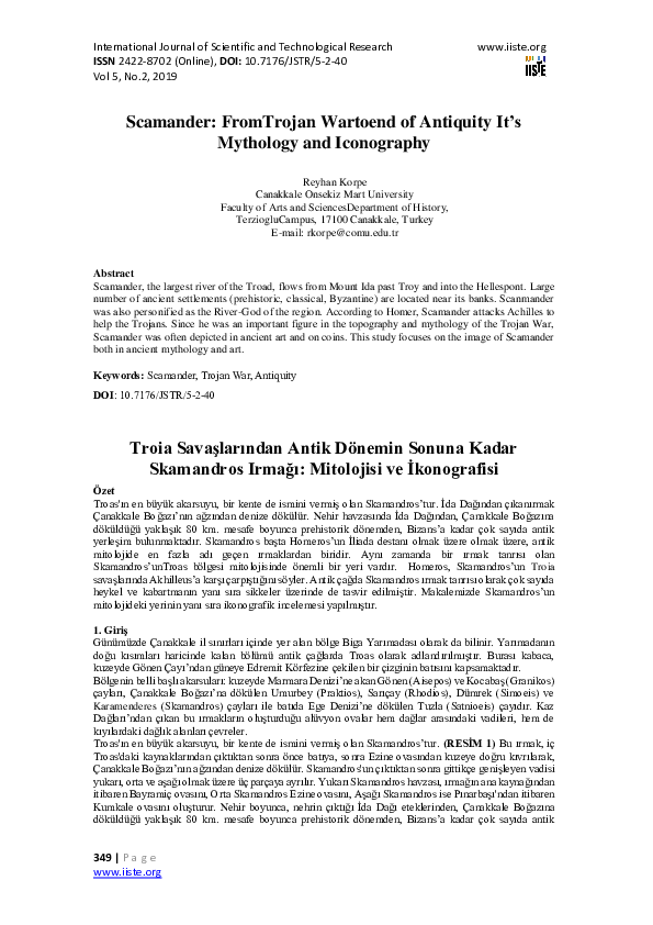 (PDF) Scamander: FromTrojan War to end of Antiquity It’s Mythology and ...