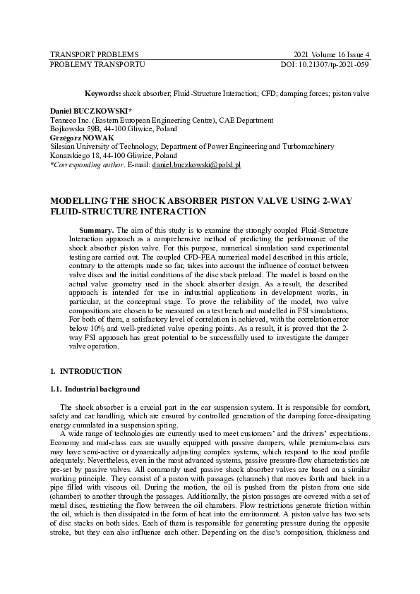 (PDF) Modelling the Shock Absorber Piston Valve Using 2WAY Fluid