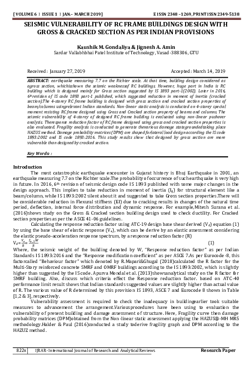 (PDF) Seismic Vulnerability of RC Frame Buildings Design with Gross ...